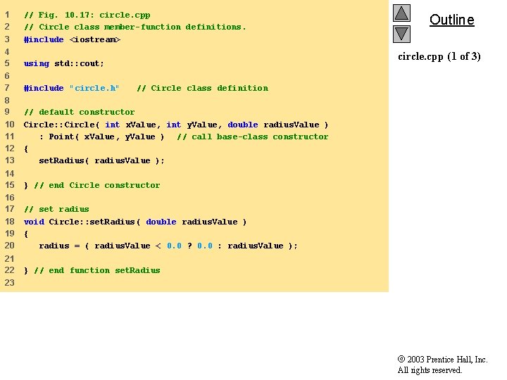 1 2 3 // Fig. 10. 17: circle. cpp // Circle class member-function definitions.