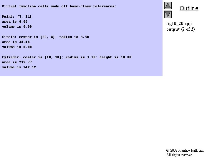 Virtual function calls made off base-class references: Point: [7, 11] area is 0. 00