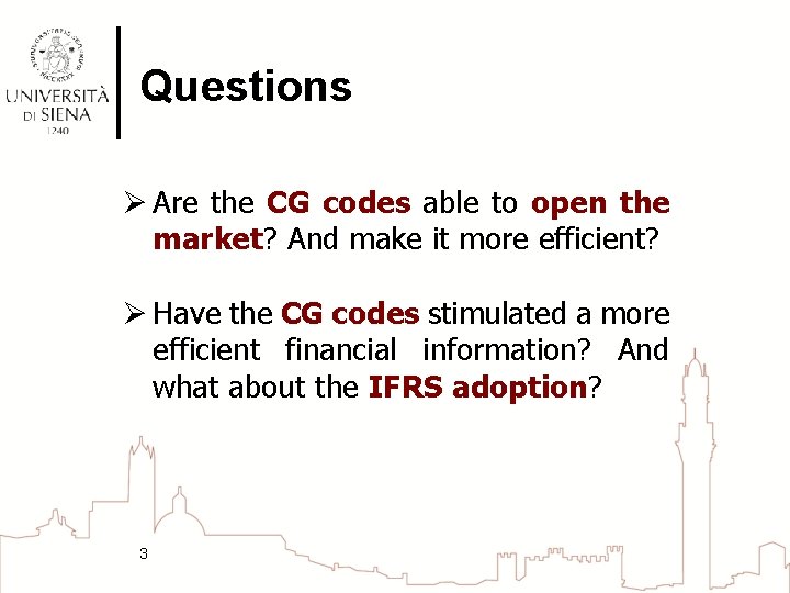 Questions Ø Are the CG codes able to open the market? And make it