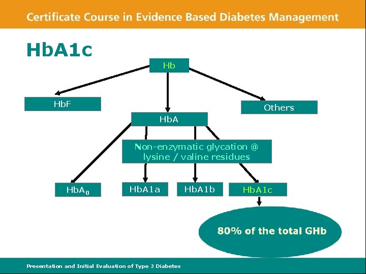 Hb. A 1 c Hb Hb. F Others Hb. A Non-enzymatic glycation @ lysine