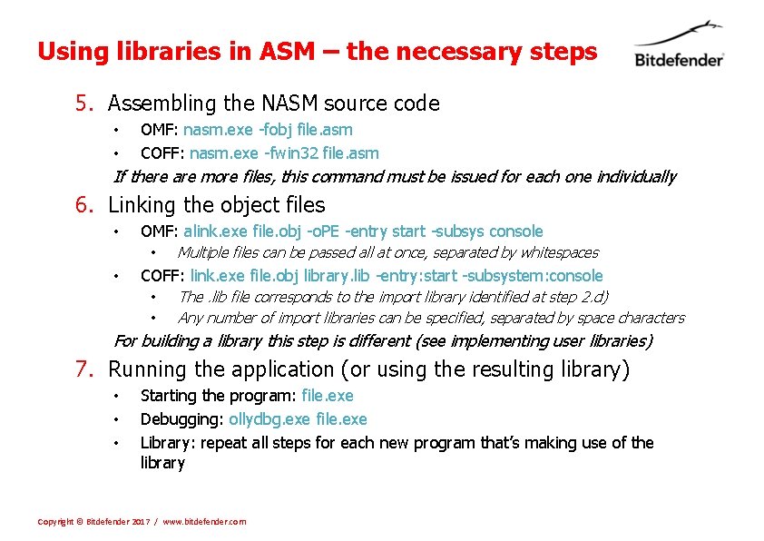 Using libraries in ASM – the necessary steps 5. Assembling the NASM source code