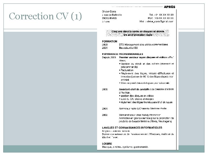 Correction CV (1) 