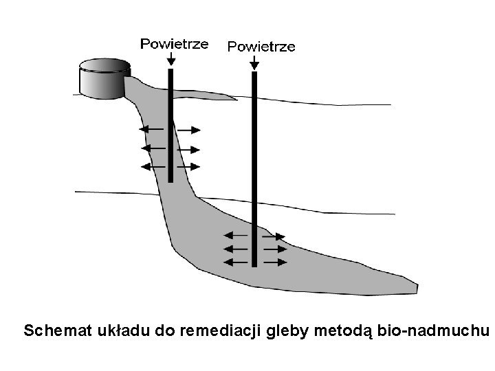 Schemat układu do remediacji gleby metodą bio-nadmuchu 