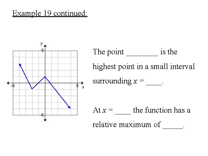 Example 19 continued: The point ____ is the highest point in a small interval