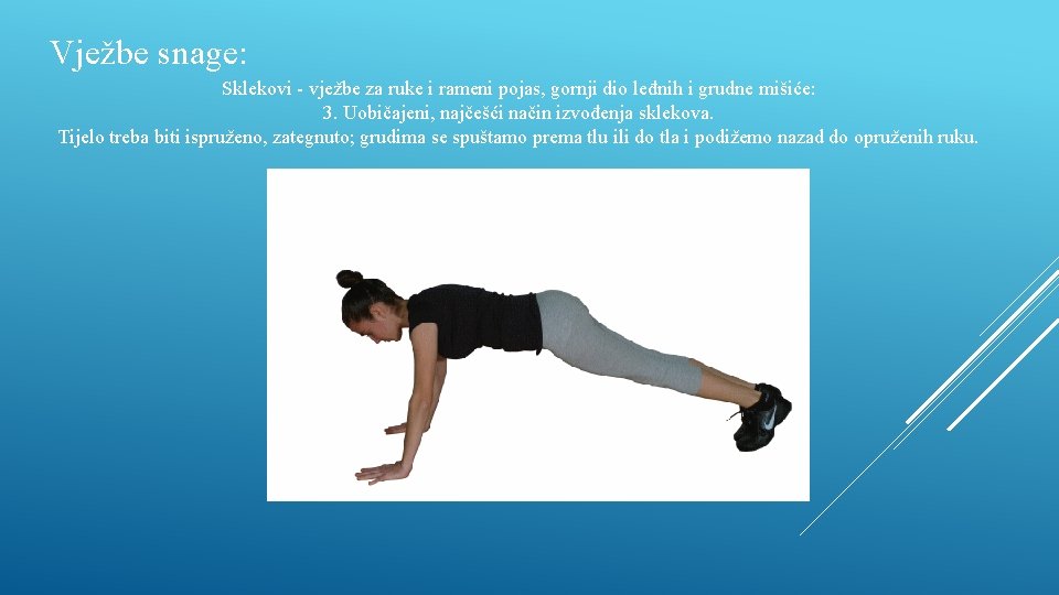 Vježbe snage: Sklekovi - vježbe za ruke i rameni pojas, gornji dio leđnih i