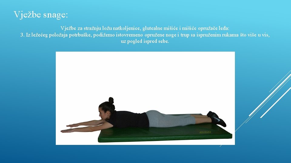 Vježbe snage: Vježbe za stražnju ložu natkoljenice, glutealne mišiće i mišiće opružače leđa: 3.
