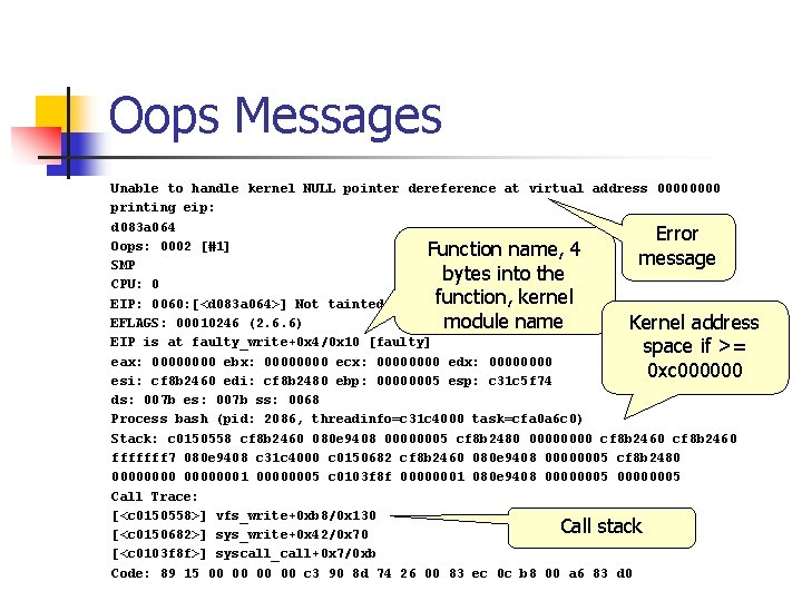 Oops Messages Unable to handle kernel NULL pointer dereference at virtual address 0000 printing