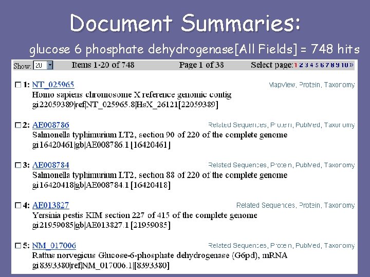 Document Summaries: glucose 6 phosphate dehydrogenase[All Fields] = 748 hits 