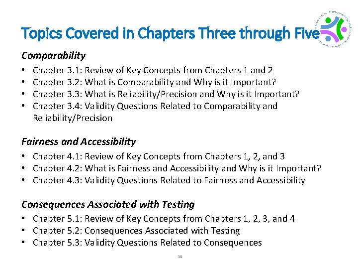 Topics Covered in Chapters Three through Five Comparability • • Chapter 3. 1: Review