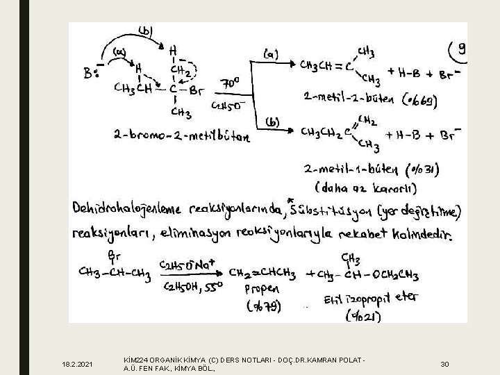18. 2. 2021 KİM 224 ORGANİK KİMYA (C) DERS NOTLARI - DOÇ. DR. KAMRAN