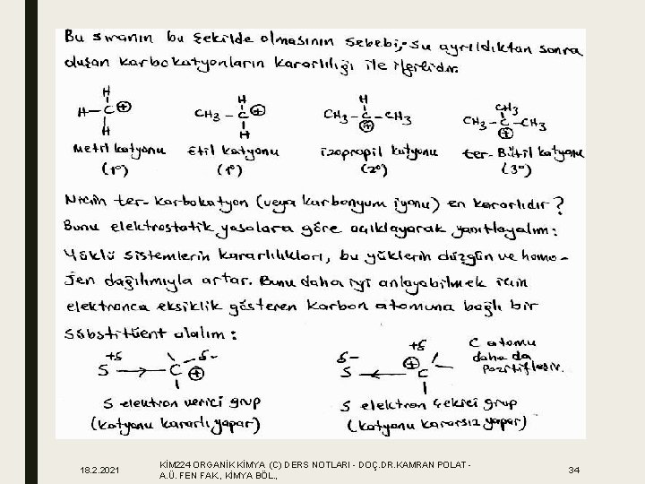 18. 2. 2021 KİM 224 ORGANİK KİMYA (C) DERS NOTLARI - DOÇ. DR. KAMRAN