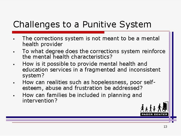 Challenges to a Punitive System § § § The corrections system is not meant