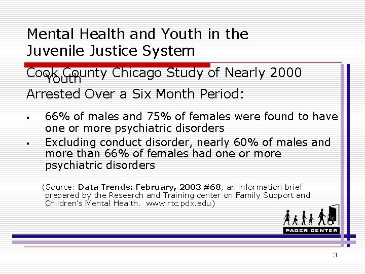 Mental Health and Youth in the Juvenile Justice System Cook County Chicago Study of