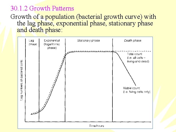 30. 1. 2 Growth Patterns Growth of a population (bacterial growth curve) with the