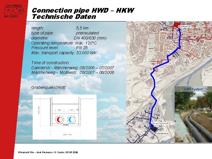 Connection pipe HWD – HKW Technische Daten length: 5, 5 km type of pipe: