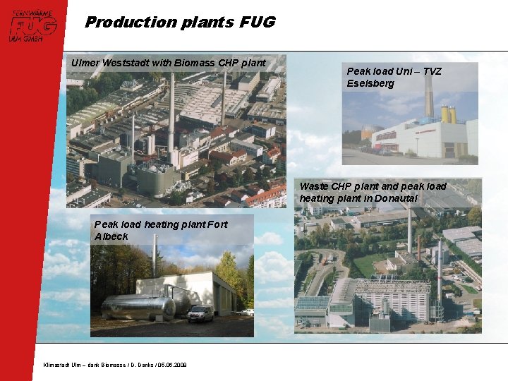 Production plants FUG Müllheizkraftwerk im Donautal Ulmer Weststadt with Biomass CHP plant Peak load