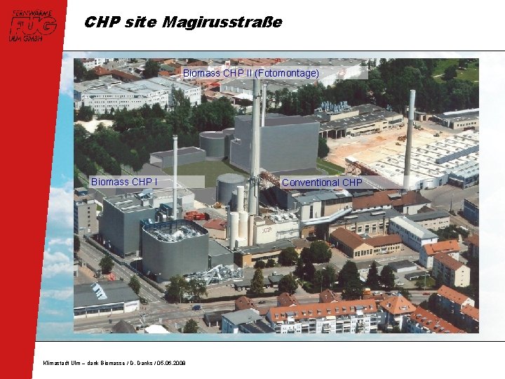 CHP site Magirusstraße Biomass CHP II (Fotomontage) Biomass CHP I Klimastadt Ulm – dank