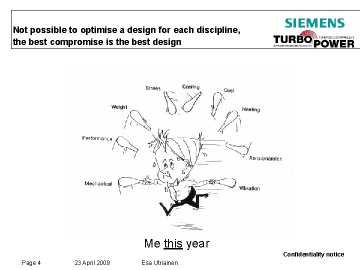 Not possible to optimise a design for each discipline, the best compromise is the