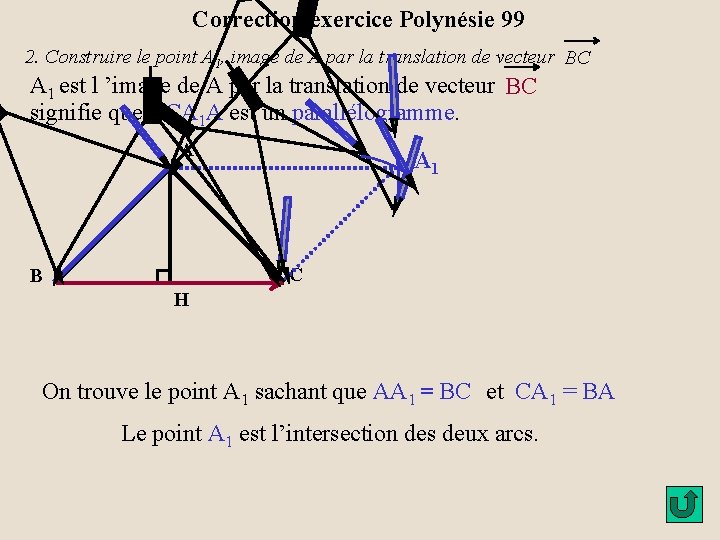 Correction exercice Polynésie 99 2. Construire le point A 1, image de A par