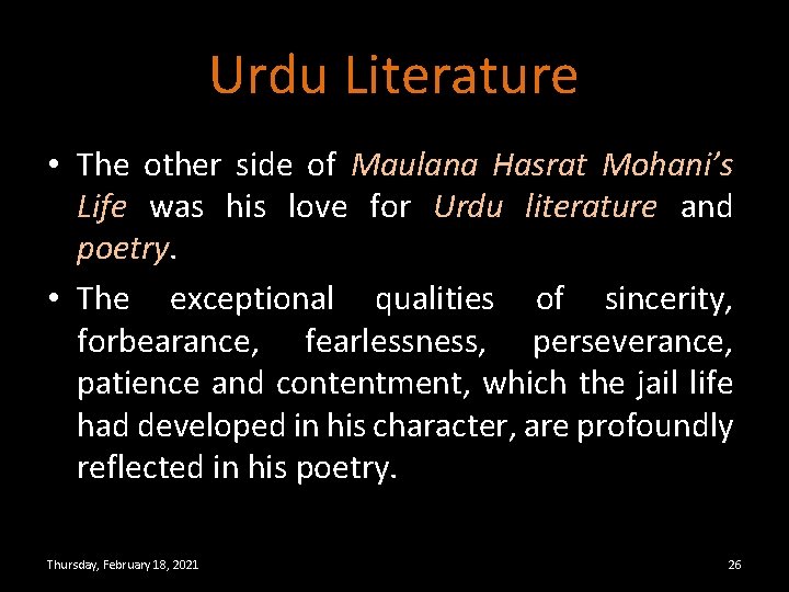 Urdu Literature • The other side of Maulana Hasrat Mohani’s Life was his love