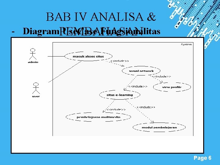 BAB IV ANALISA & - Diagram. PEMBAHASAN Use. Case Fungsionalitas Umum Powerpoint Templates Page