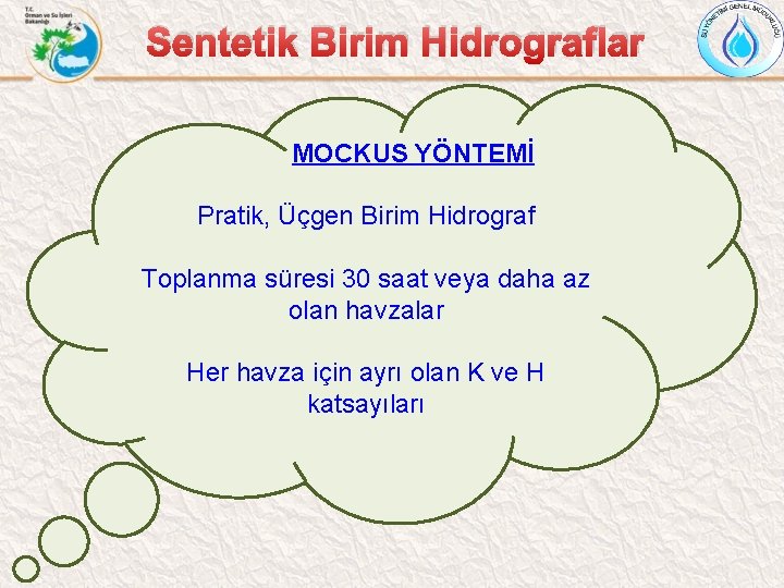 Sentetik Birim Hidrograflar MOCKUS YÖNTEMİ Pratik, Üçgen Birim Hidrograf Toplanma süresi 30 saat veya