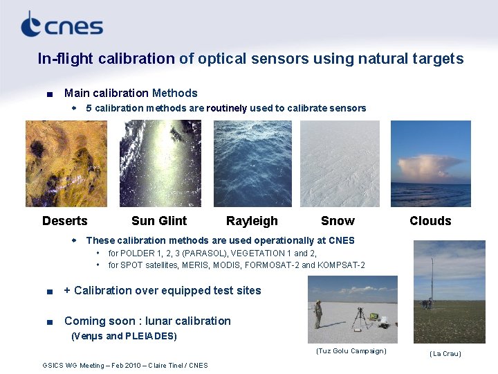 In-flight calibration of optical sensors using natural targets ■ Main calibration Methods w 5