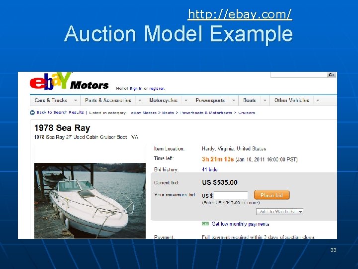 http: //ebay. com/ Auction Model Example 33 