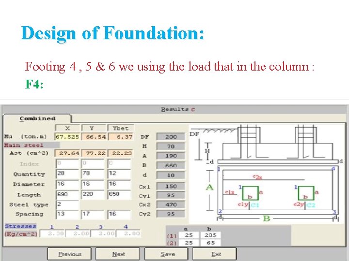 Design of Foundation: Footing 4 , 5 & 6 we using the load that