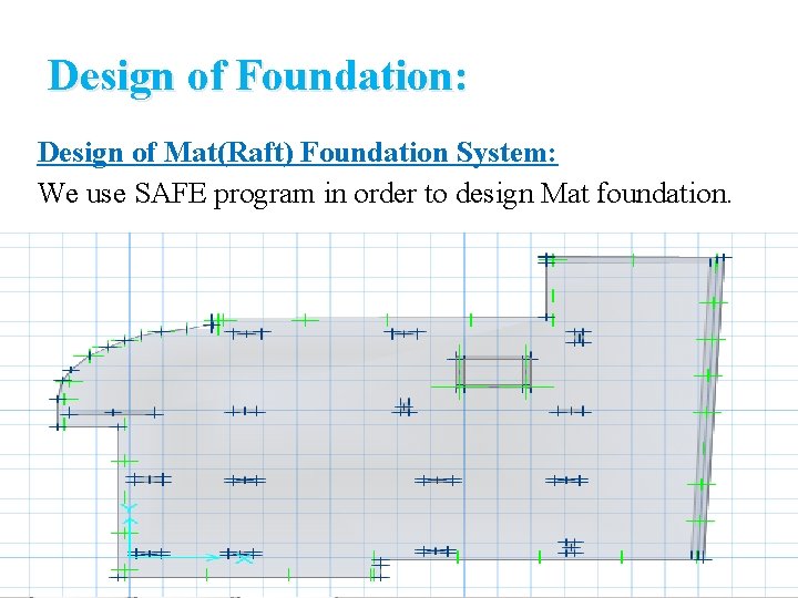 Design of Foundation: Design of Mat(Raft) Foundation System: We use SAFE program in order