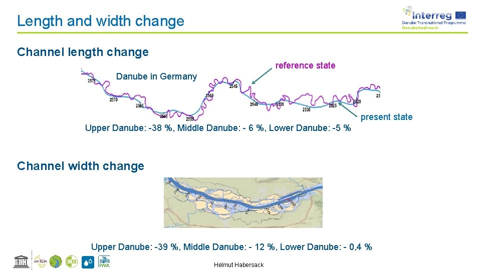 Length and width change Channel length change reference state Danube in Germany present state