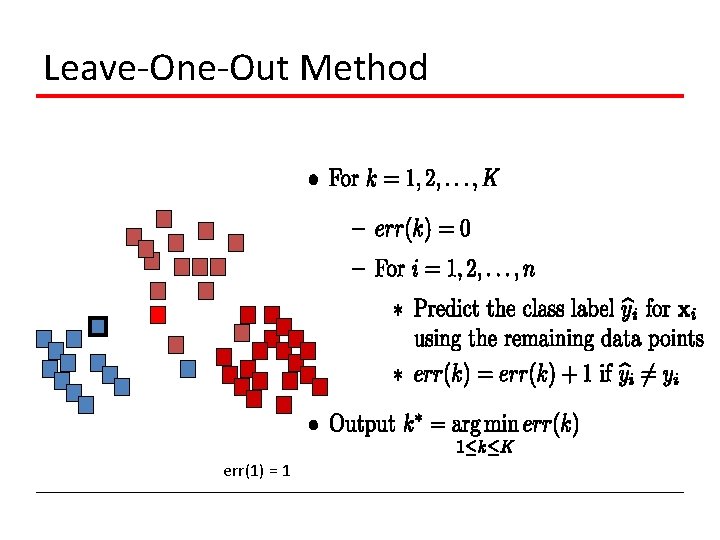 Leave-One-Out Method err(1) = 1 