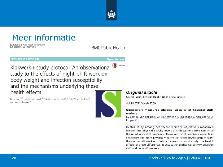 Meer informatie 20 Nachtwerk en bewegen | Februari 2018 