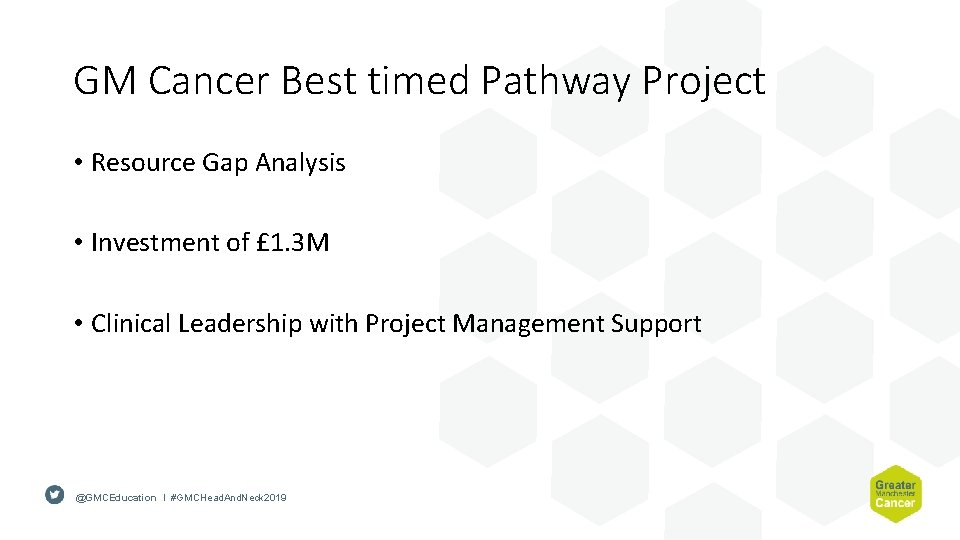 GM Cancer Best timed Pathway Project • Resource Gap Analysis • Investment of £