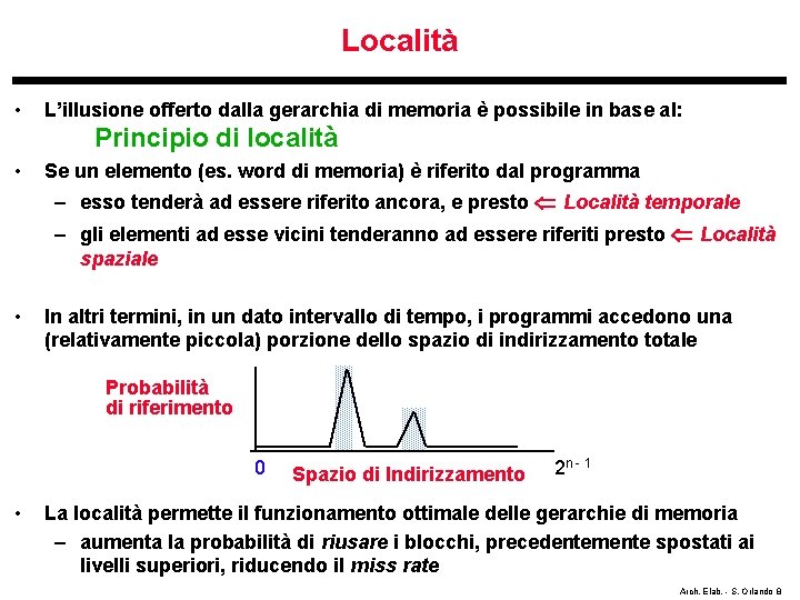 Località • L’illusione offerto dalla gerarchia di memoria è possibile in base al: Principio