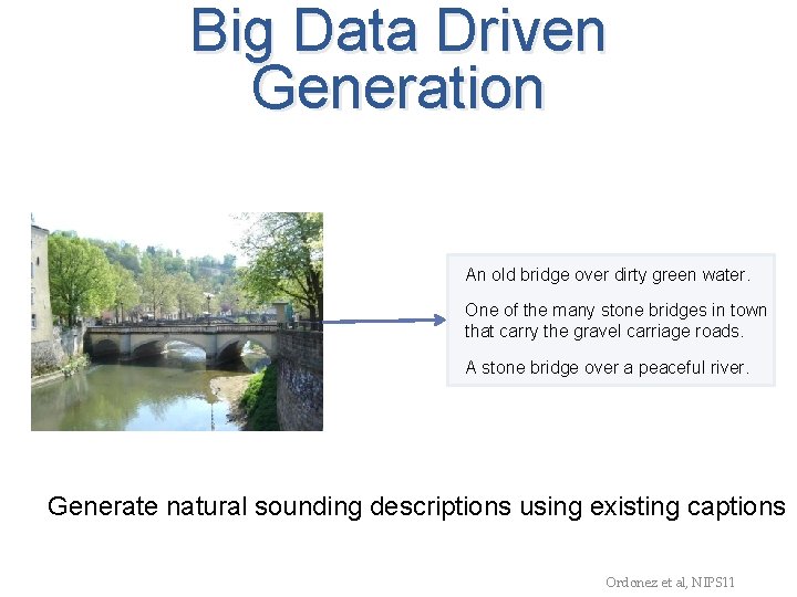 Big Data Driven Generation An old bridge over dirty green water. One of the
