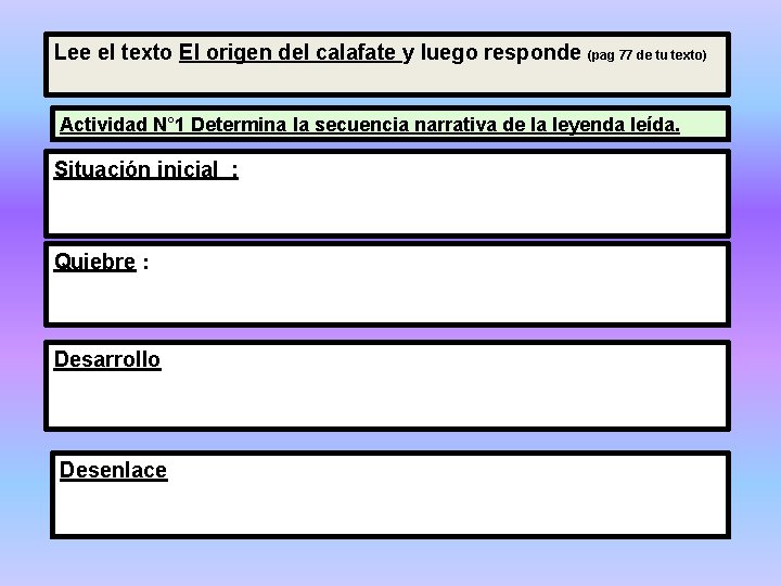 Lee el texto El origen del calafate y luego responde (pag 77 de tu