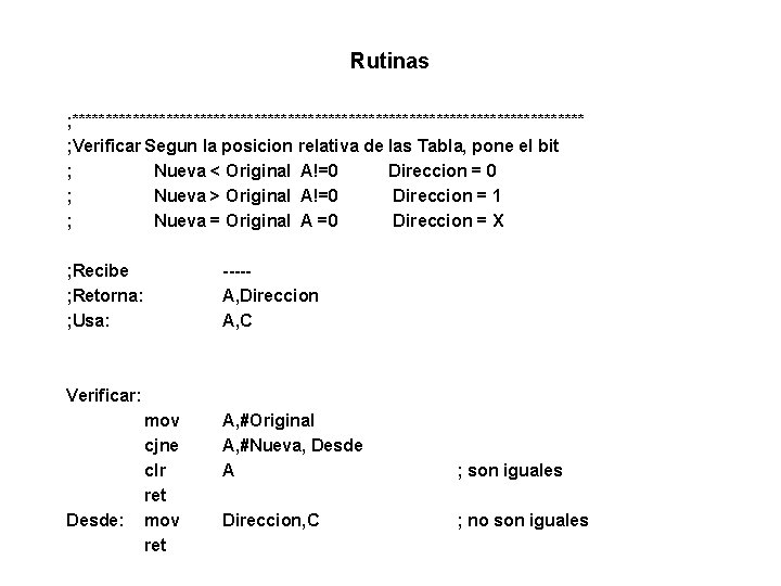 Rutinas ; ************************************** ; Verificar Segun la posicion relativa de las Tabla, pone el Rutinas ; ************************************** ; Verificar Segun la posicion relativa de las Tabla, pone el