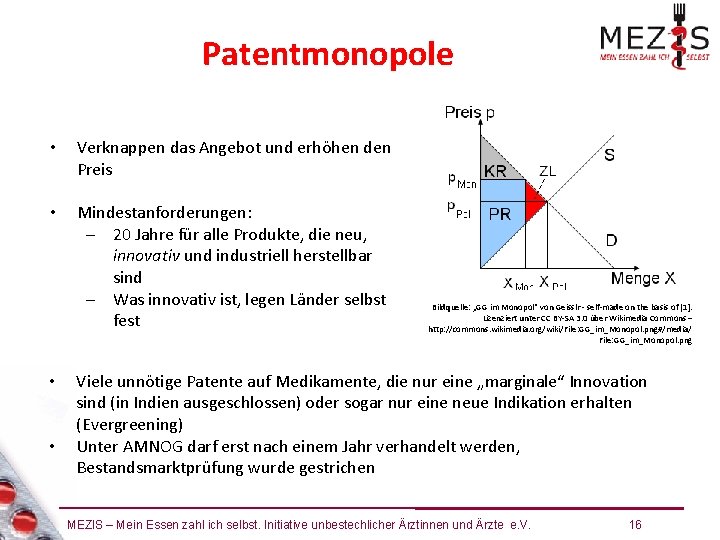 Patentmonopole • Verknappen das Angebot und erhöhen den Preis • Mindestanforderungen: - 20 Jahre