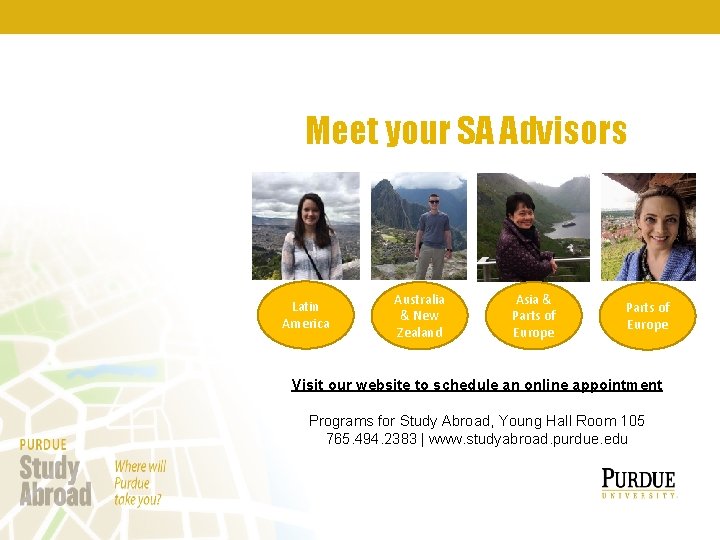 Meet your SA Advisors Latin America Australia & New Zealand Asia & Parts of