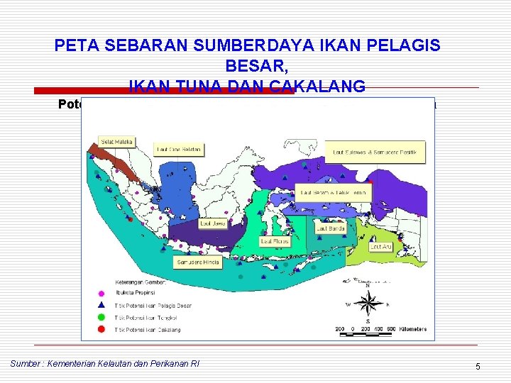PETA SEBARAN SUMBERDAYA IKAN PELAGIS BESAR, IKAN TUNA DAN CAKALANG Potensi produksi perikanan tangkap