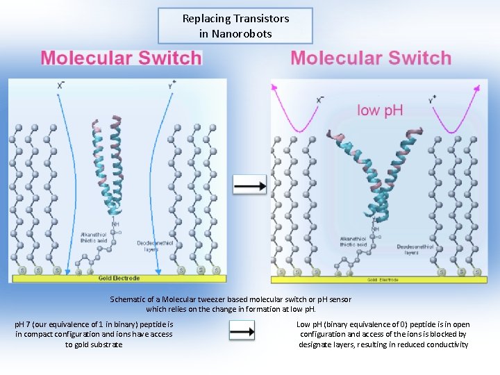 Replacing Transistors in Nanorobots Schematic of a Molecular tweezer based molecular switch or p.