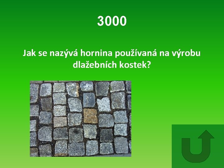 3000 Jak se nazývá hornina používaná na výrobu dlažebních kostek? 