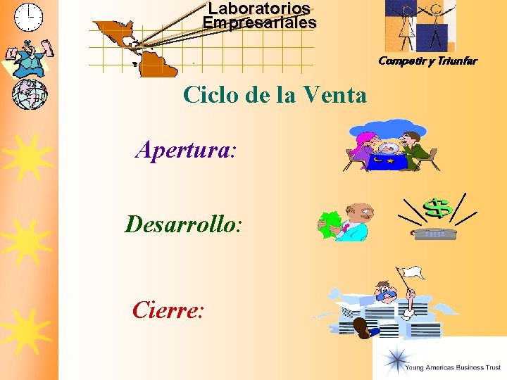 Laboratorios Empresariales Competir y Triunfar Ciclo de la Venta Apertura: Desarrollo: Cierre: Laboratorios Empresariales Competir y Triunfar Ciclo de la Venta Apertura: Desarrollo: Cierre: