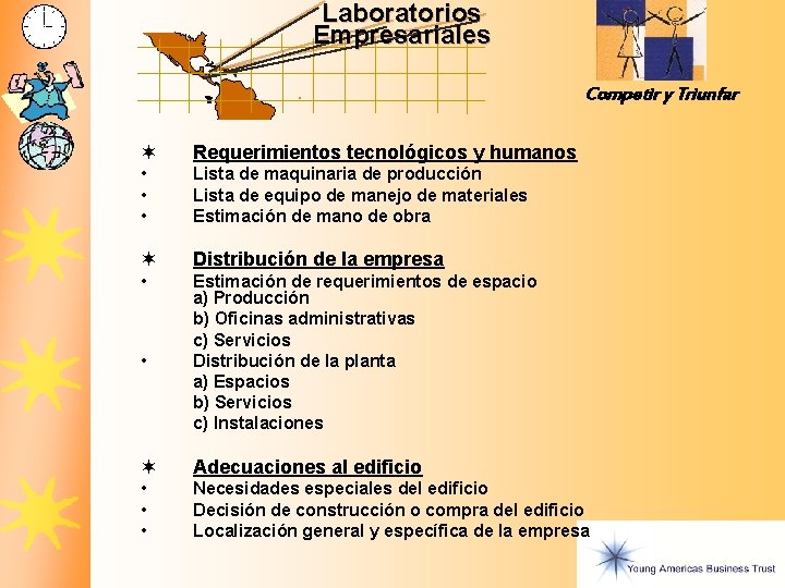 Laboratorios Empresariales Competir y Triunfar ¬ Requerimientos tecnológicos y humanos • • • Lista