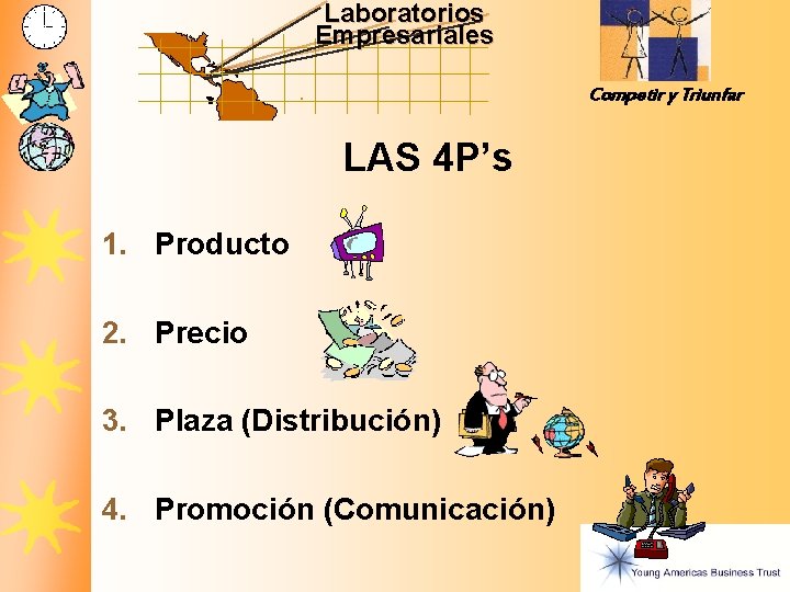 Laboratorios Empresariales Competir y Triunfar LAS 4 P’s 1. Producto 2. Precio 3. Plaza