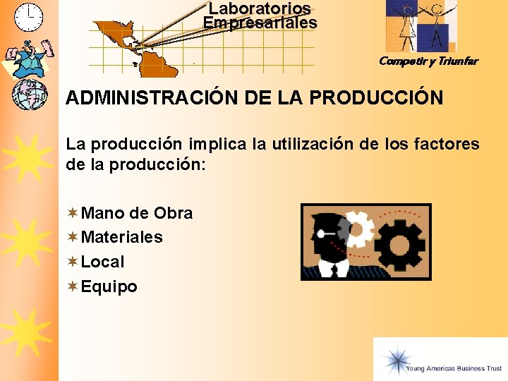 Laboratorios Empresariales Competir y Triunfar ADMINISTRACIÓN DE LA PRODUCCIÓN La producción implica la utilización