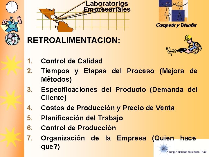 Laboratorios Empresariales Competir y Triunfar RETROALIMENTACION: 1. 2. 3. 4. 5. 6. 7. Control