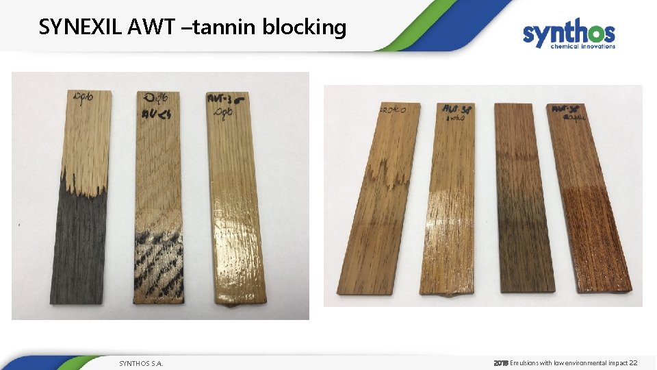 SYNEXIL AWT –tannin blocking SYNTHOS S. A. 2018 Emulsions with. TYTUŁ low environmental 2016