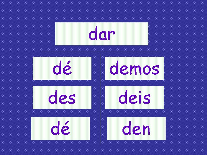 dar dé demos deis dé den 